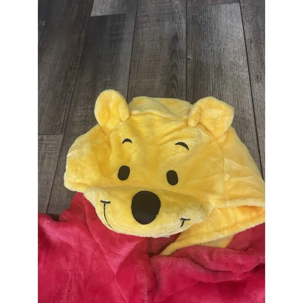 Winnie The Pooh Bear Adult One Piece Hooded Fleece Plush Costume Union Suit Sz L